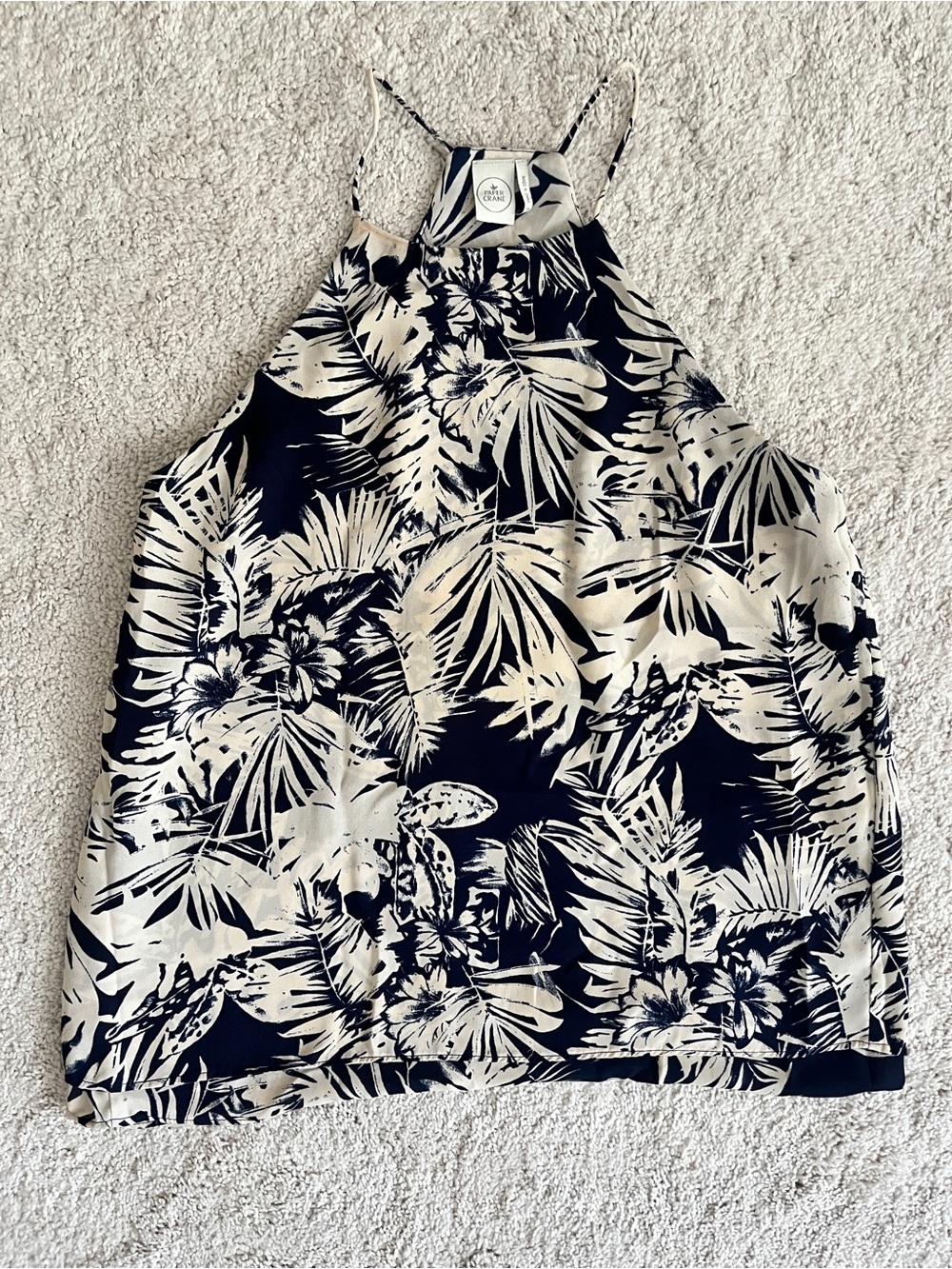 Navy & Cream Tropical Halter Tank